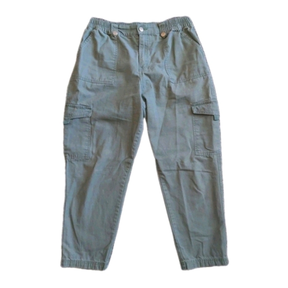 Sage Green Cotton Canvas Utility Pants Straight Leg Minimalist Outdoors 14-16 - Picture 1 of 7